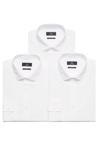 Three Pack Plain White Shirts